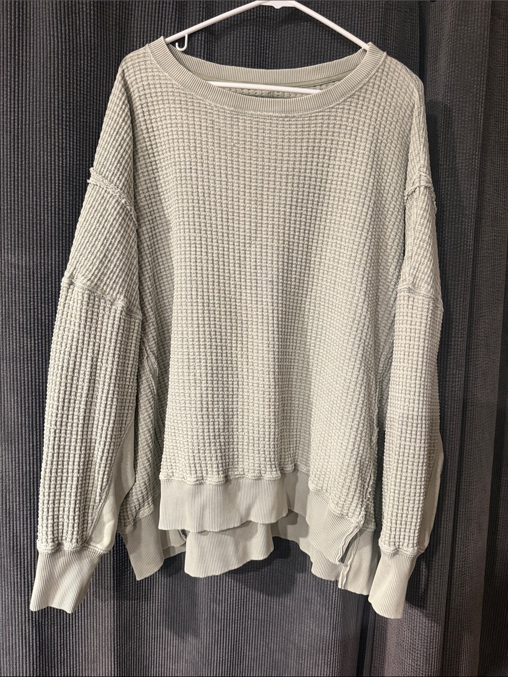 American Eagle Outfitters Waffle Knit Pullover in Sage